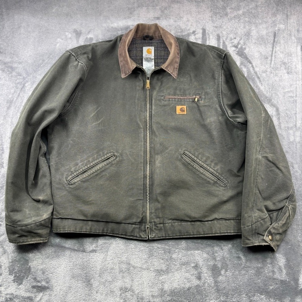 Vintage Carhartt Jacket Men XL Moss Green Detroit Workwear J97 MOS Blanket Lined